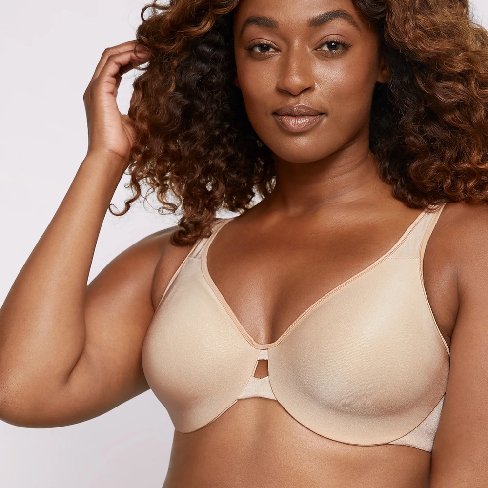 Lilyette by Bali Plunge Minimizer Bra 34DD Champagne Shimmer